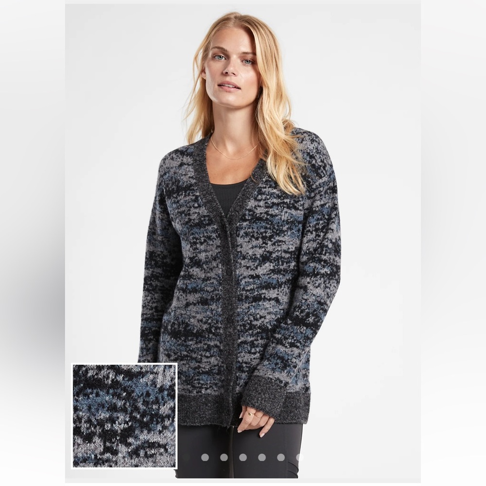 Athleta Sweater Cardigan Wool Blend in Fog Camo Cool size M